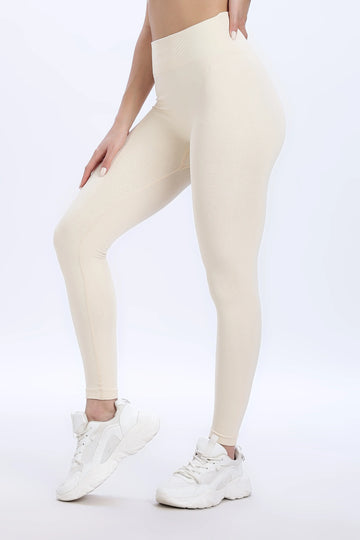 Beige Seamless scrunch leggings