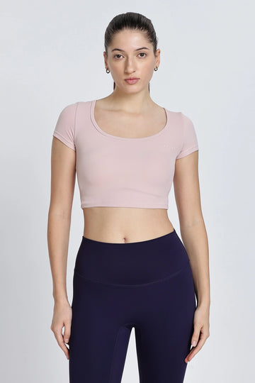 Pink Short Sleeve Crop Top