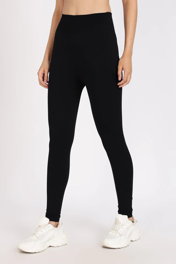 Zwarte naadloze legging met plooien